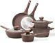 10-piece Brown Granite Nonstick Cookware Set Pots And Pans Set With Lids