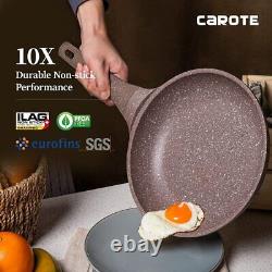 10-Piece Brown Granite Nonstick Cookware Set Pots And Pans Set With Lids