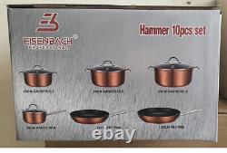 10 Piece Hammered Copper Cookware Set with Nonstick Coating, Induction Brand New