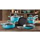 10 Piece Non Stick Pre Seasoned Pioneer Woman Speckle Cookware Set Pots Pans New