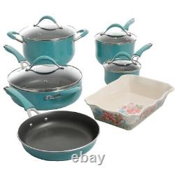 10 Piece Nonstick Pots Pans Aluminum Cookware & Bake Set Speckled Pioneer Woman