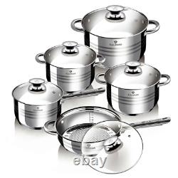 10-Piece Stainless Steel Non-Stick Cookware Set by Blaumann Premium Kitchen Es