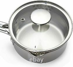 10 Pieces Stainless Steel Cookware Set, Pots, Sauce Pans, Frying Pan Set, Silver