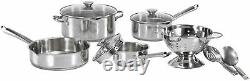 10 Pieces Stainless Steel Cookware Set, Pots, Sauce Pans, Frying Pan Set, Silver