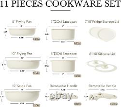 11Pcs Pots and Pans Set, Nonstick Cookware Sets Detachable Handle, Induction Kitch