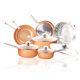 11 Pieces Copper Cookware Set Non Stick Fry Pans Saucer Pot Stockpot Saucer Pan