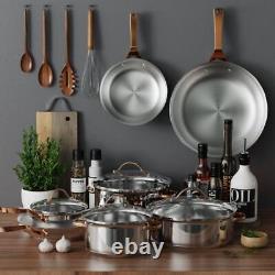 11 Pieces Stainless Steel Cookware Set with Glass Lid and Handles