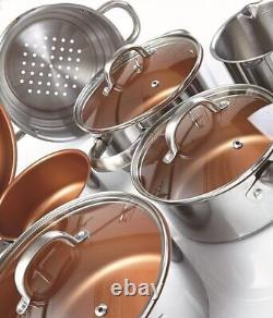 11 pieces Cookware Set Stainless Steel Copper Non-Stick Healthy Cooking