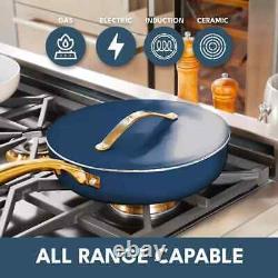 12 PIECE COOKWARE Cookware Set Featuring Ceramic Coated Pans Sauce Frying Pan UK