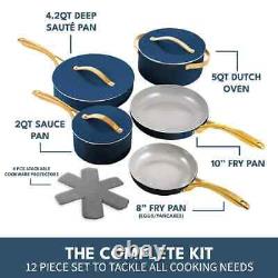 12 PIECE COOKWARE Cookware Set Featuring Ceramic Coated Pans Sauce Frying Pan UK