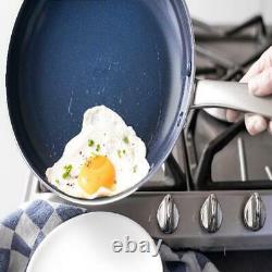 12-Piece Ceramic Nonstick Cookware Set Lid Pans & Pots Home Kitchen Cooking Blue