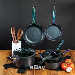 12-Piece Cookware Set Rainbow Electroplated Nonstick Pots Pans Saucepan Fry pan