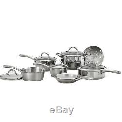 12-Piece Gourmet Tri-Ply Base Cookware Set Stainless Steel Tramontina Kitchen