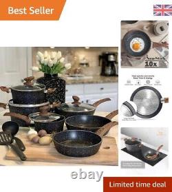 12 Piece Nonstick Cookware Set Induction Hob Pans Set with Bakelite Handles