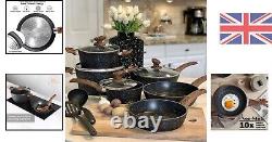 12 Piece Nonstick Cookware Set Induction Hob Pans Set with Bakelite Handles