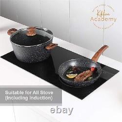 12 Piece Nonstick Cookware Set Induction Hob Pans Set with Bakelite Handles