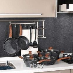 12 Piece Nonstick Cookware Set Induction Hob Pans Set with Bakelite Handles