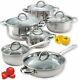 12 Piece Stainless Steel Cookware With Glass Lids, Set, Cooking, Nuwave, Induction