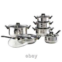 12 piece stainless steel cookware set easy clean dishwasher safe