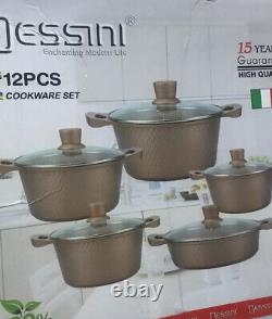 12 pieces granite cookware set of pans