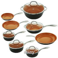 13 Piece Premium Copper Ceramic Non Stick Pan Saucepan Set Aluminium Cookware