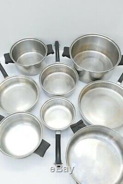 13 Piece Set Saladmaster 18-8 Tri-Clad Stainless Steel Cookware with Vapo Lids