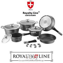 14 Pieces Cookware Set with Marble Coating Royalty Line Grey