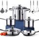 14 Pieces Nickel Free Cookware Set Ecological, Shiny Silver Mirror