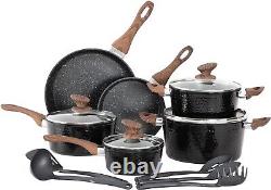 15 PCS Nonstick Induction Cooking Kitchen Cookware Sets Granite Pots and Pans