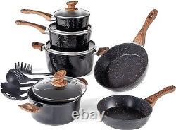 15 PCS Nonstick Induction Cooking Kitchen Cookware Sets Granite Pots and Pans