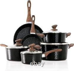 15-Piece Nonstick Cookware Set Granite Coating Aluminium Induction Safe