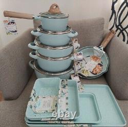 16 Piece Masterclass Premium Cookware/Bakeware Speckled Blue Set