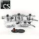 16-piece Stainless Steel Cookware Set Induction Compatible, Dishwasher Safe