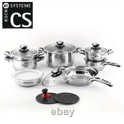 16-Piece Stainless Steel Cookware Set Induction Compatible, Dishwasher Safe