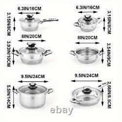 16-Piece Stainless Steel Cookware Set Induction Compatible, Dishwasher Safe