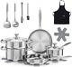 16-piece Stainless Steel Pots And Pans Set, Non-toxic Cookware Variety Pack