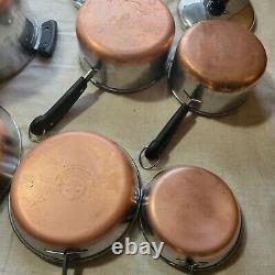 1801 Revere Ware Process Patent USA Stainless Steel Copper Bottom 10 Piece Set