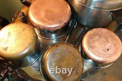 18 Piece Vintage Revere Ware Copper Bottom Cookware Set
