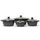 4 Piece Die-cast Aluminium Cookware Set Black Casserole Stock Cooking Pot