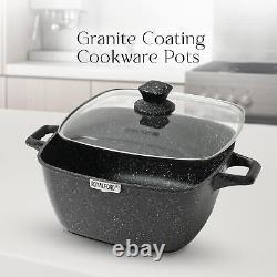4 Piece Die-Cast Aluminium Cookware Set Black Casserole Stock Cooking Pot