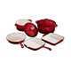 5 Piece Cast Iron Pan Set Cerise Kitchen Cooking Frying Cookware Fry New