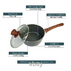 5 Piece Cookware Set Frypan Casserole Saucepan Pot Non-stick Fry Pan Cooking AU