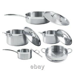 5 Piece Cookware Set Saucepan Pot Frying Pan With Lids Cooking Tool UK Stock