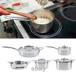 5 Piece Copper Pan Set Saucepan Steamer Frying Pan Stainless Steel Cookware Set