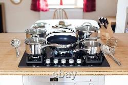 5-Piece Stainless Steel Cookware Set 1.5QT, 3QT & 4QT Draining Saucepans with