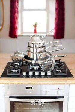 5-Piece Stainless Steel Cookware Set 1.5QT, 3QT & 4QT Draining Saucepans with