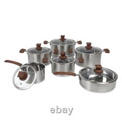 6Pc Stainless Steel Cookware Set Casserole Pot Saucepan Cookware Dining Set