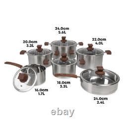 6Pc Stainless Steel Cookware Set Casserole Pot Saucepan Cookware Dining Set