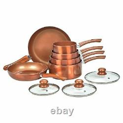 6 Piece Copper Induction Cooking Pot Set Ceramic Saucepans Cookware Set with Lid