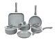 6-piece Durastone Grey Marble Cookware Set And 3 Lids